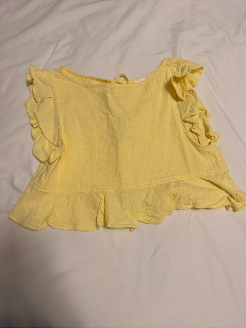 Altar'd State Sunny Yellow Ruffle Sleeve Peplum Top